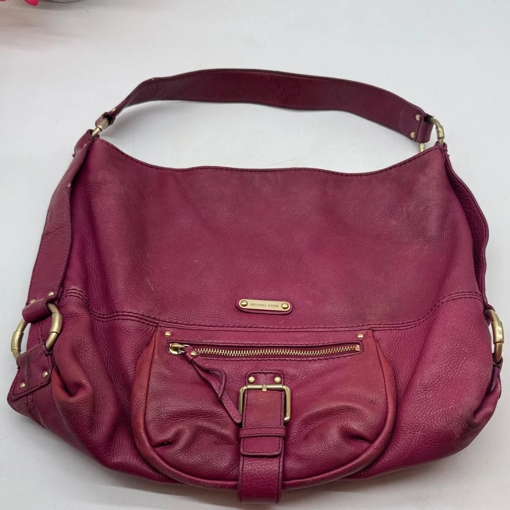 Michael Kors Wine Leather Hobo Bag As Is condition MCB9577S